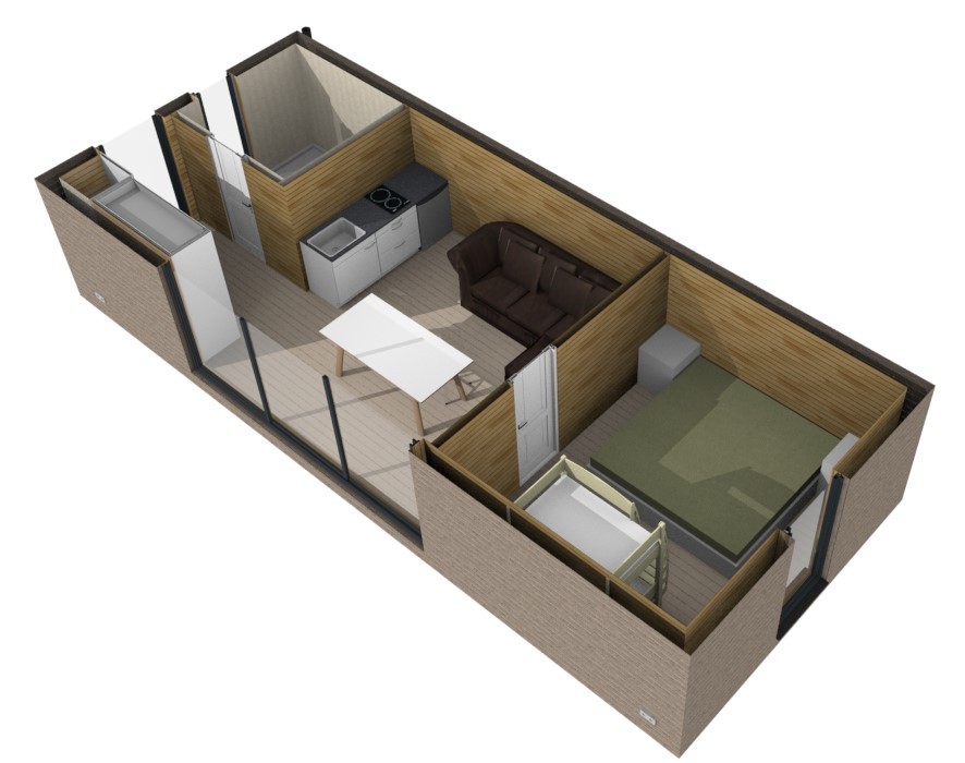Vienstāva dzīvojamā koka karkasa moduļu māja  - BOX 40m2