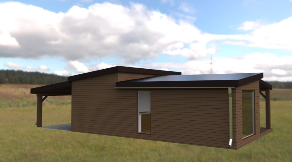 Vienstāva dzīvojamā koka karkasa moduļu māja - 44m2