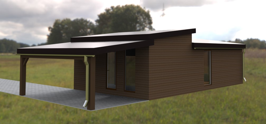 Vienstāva dzīvojamā koka karkasa moduļu māja - 44m2