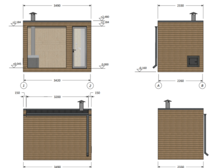 Insulated sauna 3.5 x 2.3m