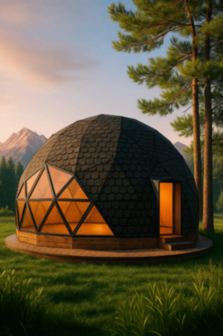 attēls, kurā attēlota koka moduļu māja