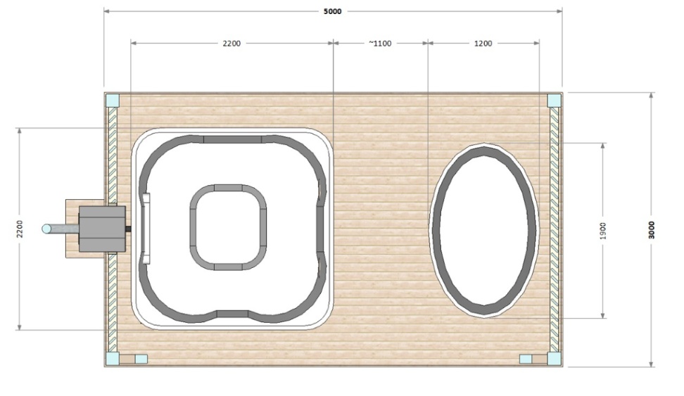 Terrace with hot tubs