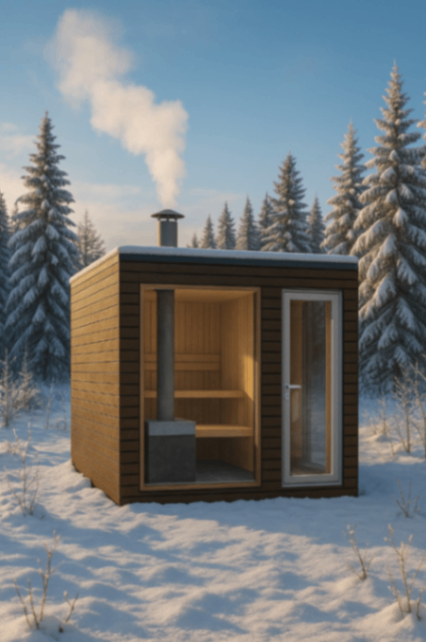 attēls, kurā attēlota koka moduļu māja