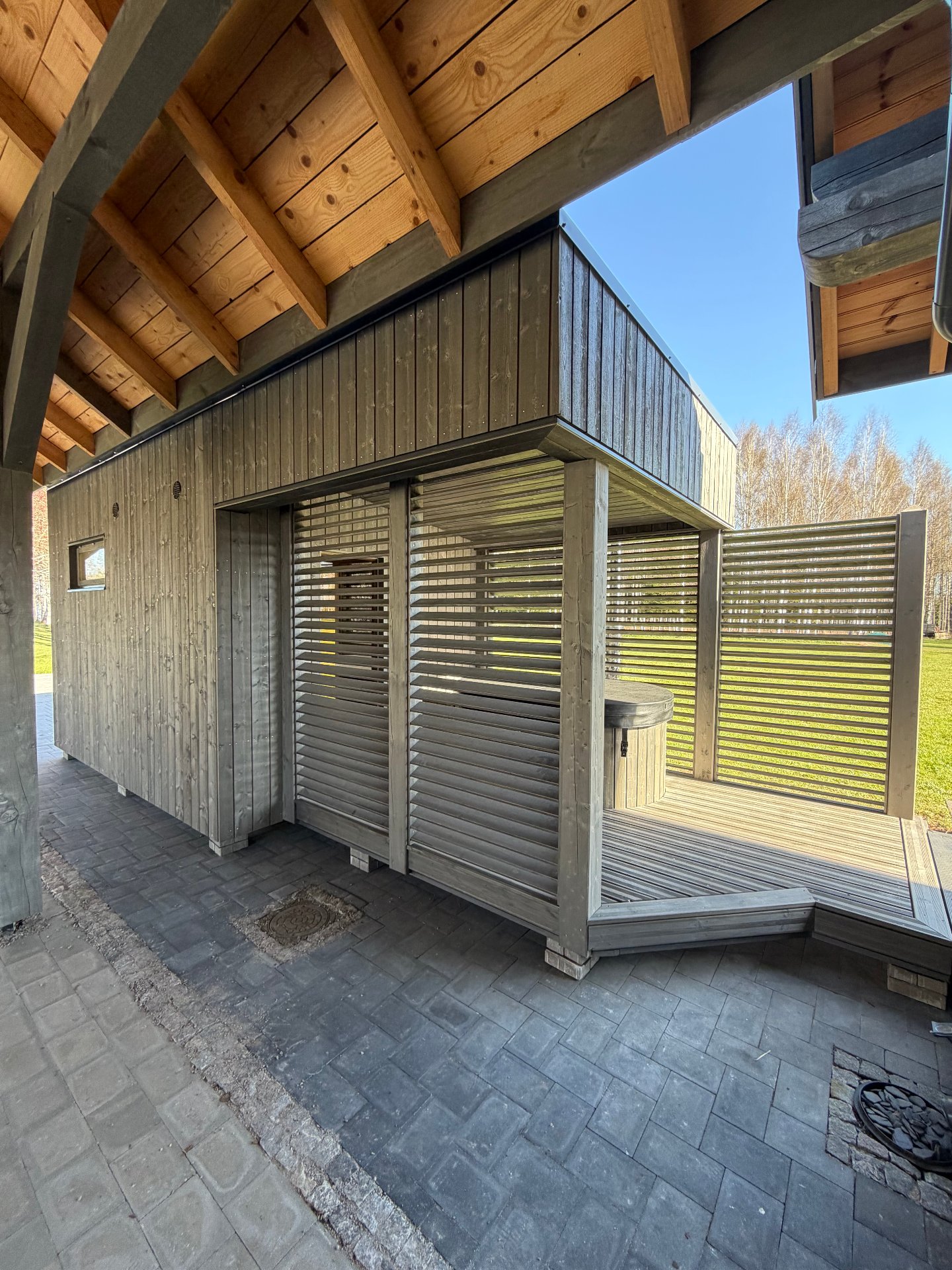 Siltināta Pirts Māja ar slēgtu terases zonu 8.4mx3m